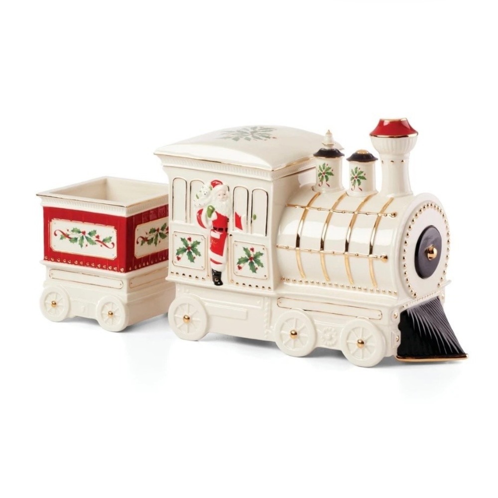 Lenox Holiday Train 5 Piece Serving Set Ivory China Santa Holly 894179 NEW